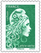 Timbre vert - Lettre verte